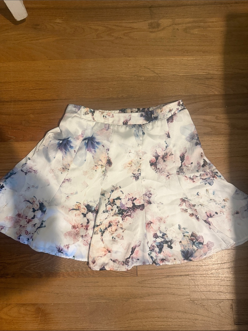 Show Me Your MuMu White Floral Circle Skirt with Pink, Purple & Blue Accents